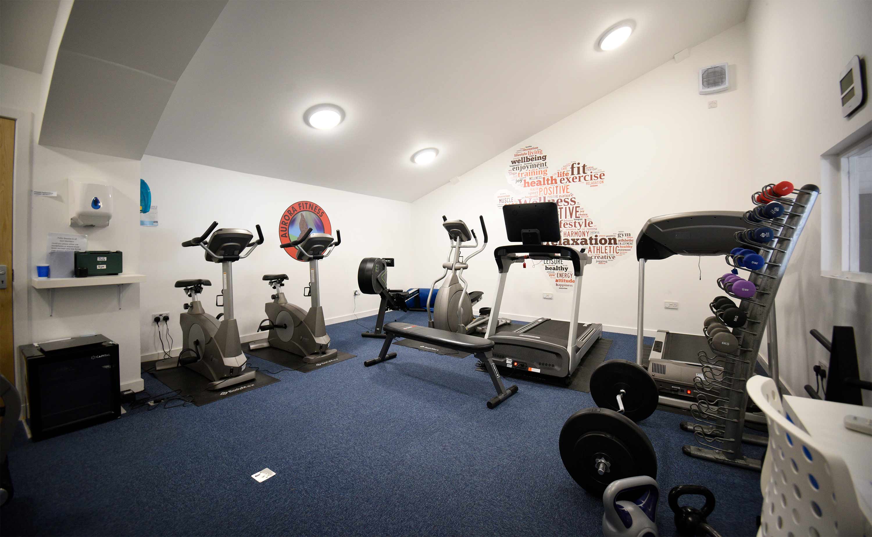 Staffin Community Hall contains a fitness suite gym with treadmills cross trainers rowing machine and weights