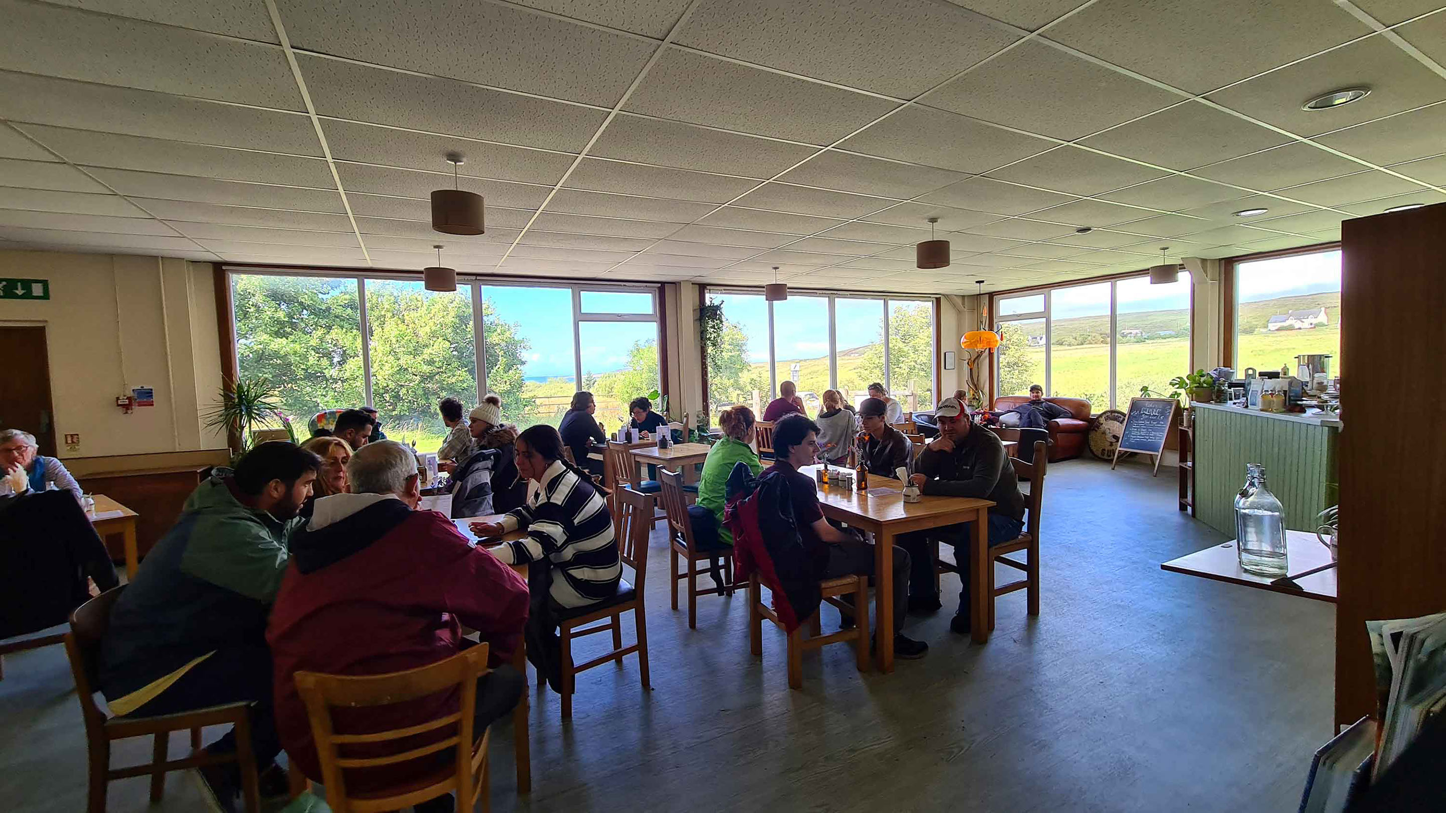 Staffin Community Hall contains a restaurant called the Hungry Gull selling food and drink